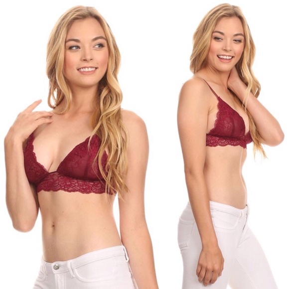 Blush Lace Mesh Lined Triangle Bralette - Picture 8 of 12