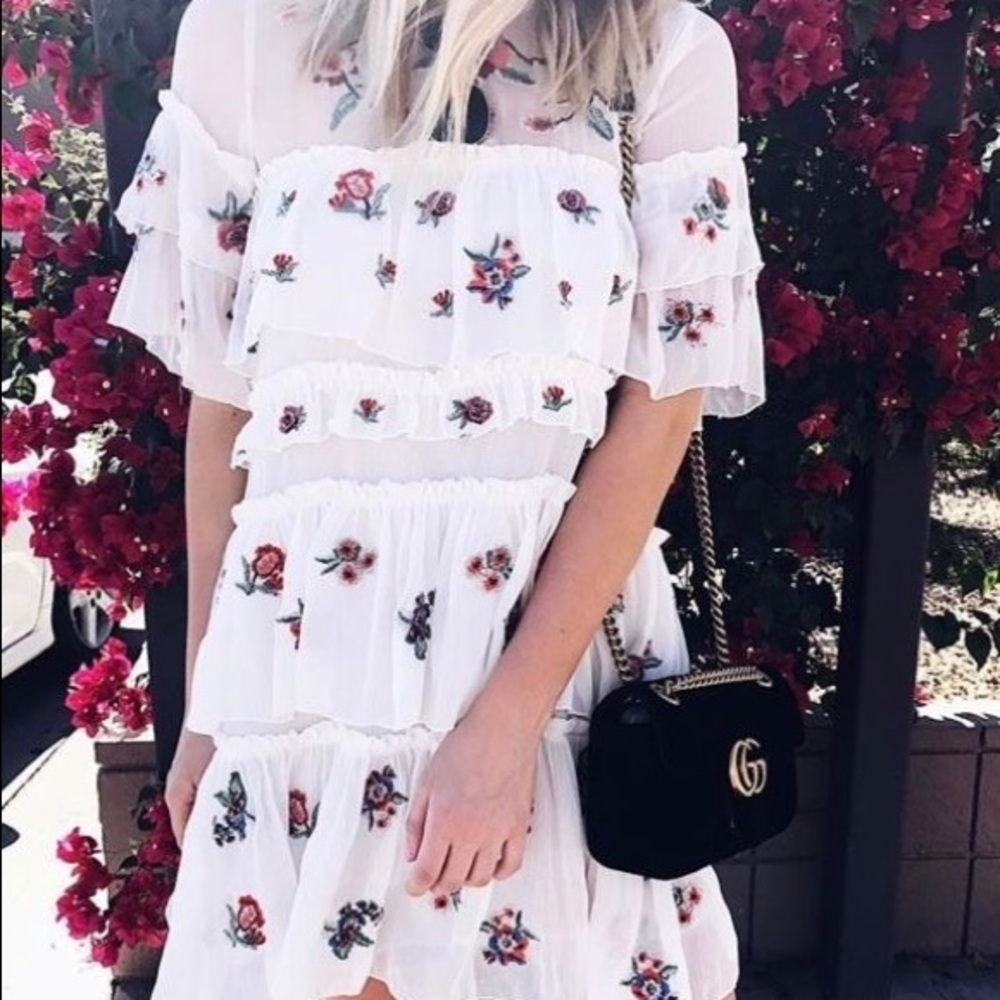White Zara Embroidered Mini Dress