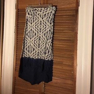 Strapless blue and white dress from anthropologie