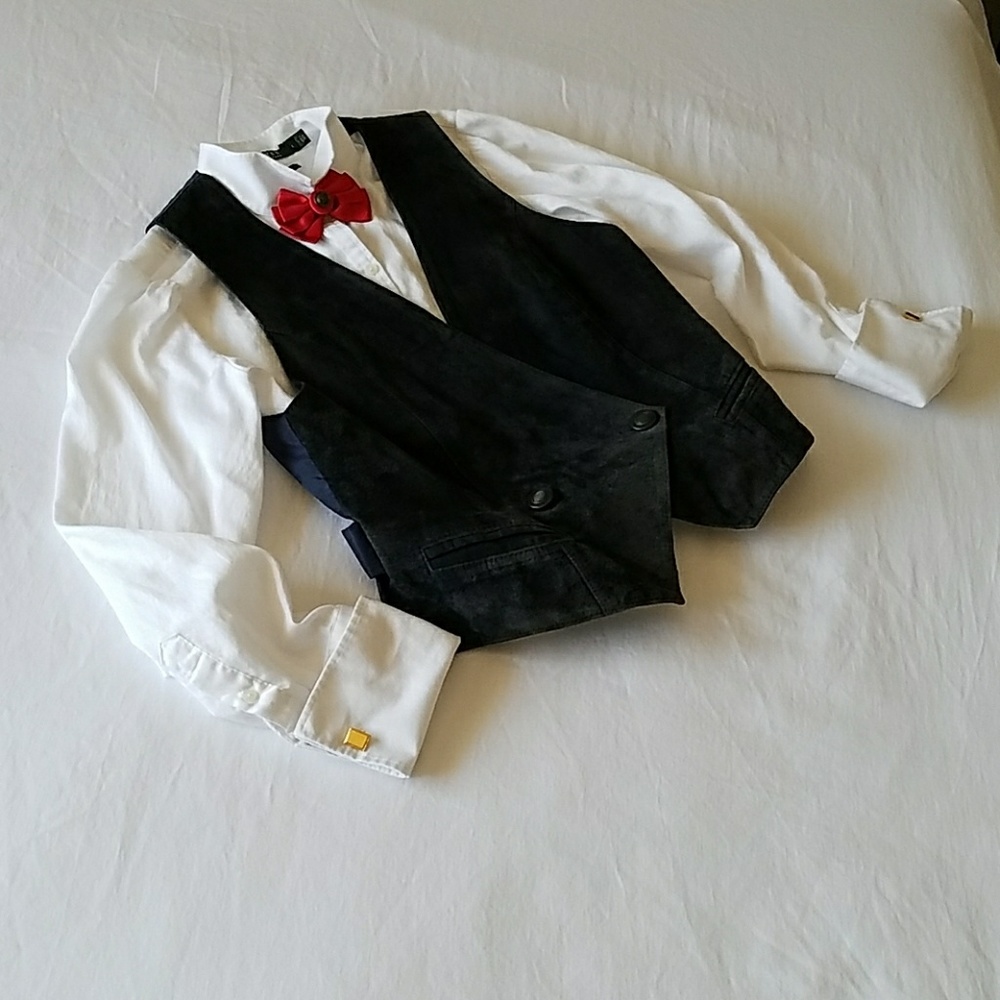 Vintage double breasted suede front vest