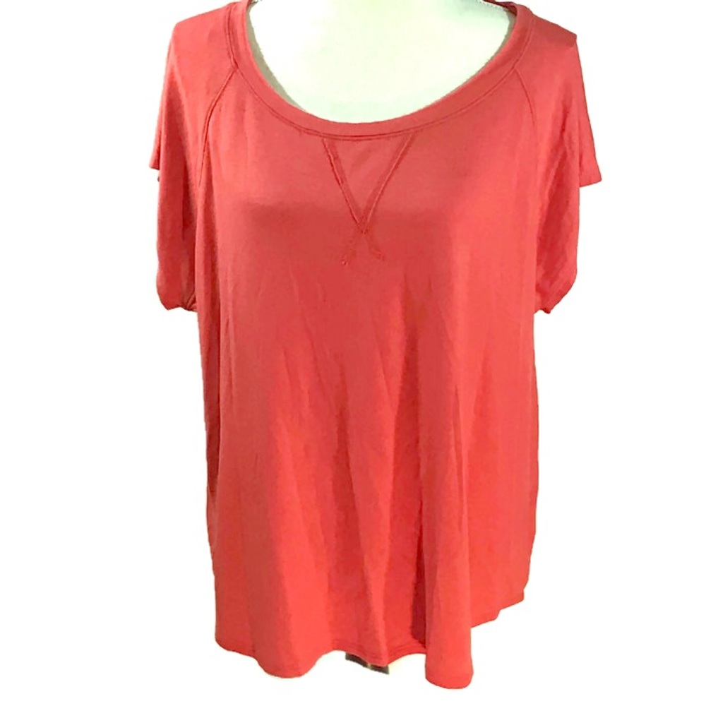 Loose Fit Coral Tunic Top Cap Sleeves
