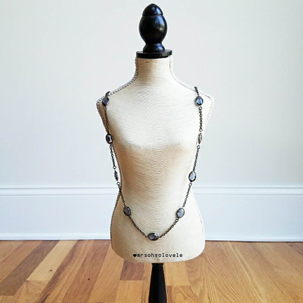 Arabian inspired blue crystal long necklace