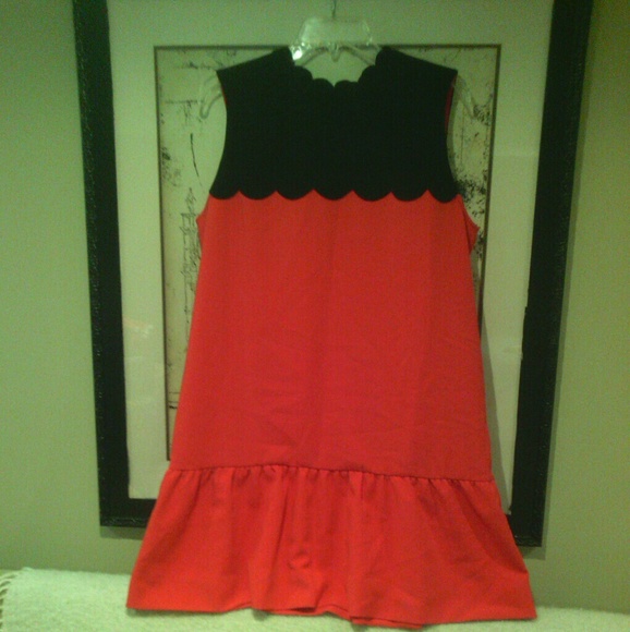 NEW Victoria Beckham Orange Black Drop Waist Dress - Picture 2 of 3