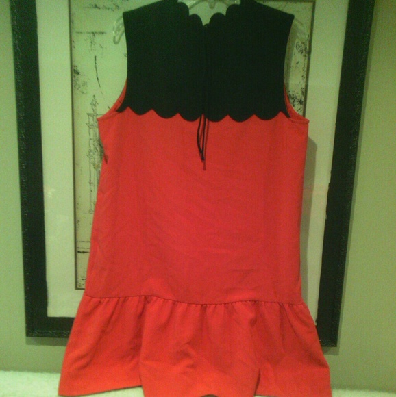 NEW Victoria Beckham Orange Black Drop Waist Dress - Picture 3 of 3