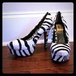 FRH White & Black Zebra Platform Heels