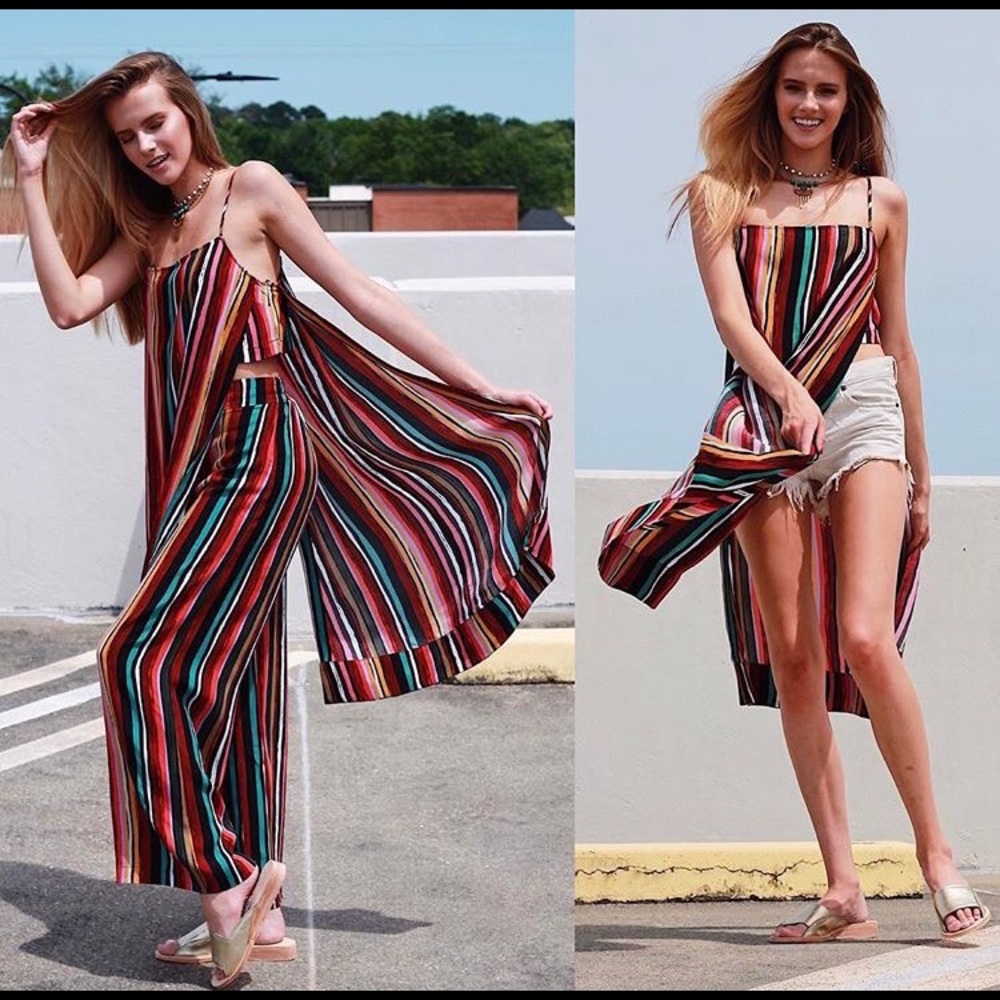 Free People Striped Set Top