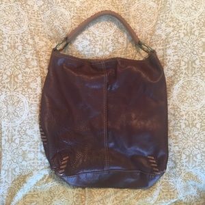 Lucky Brand brown leather slouchy hobo bag.