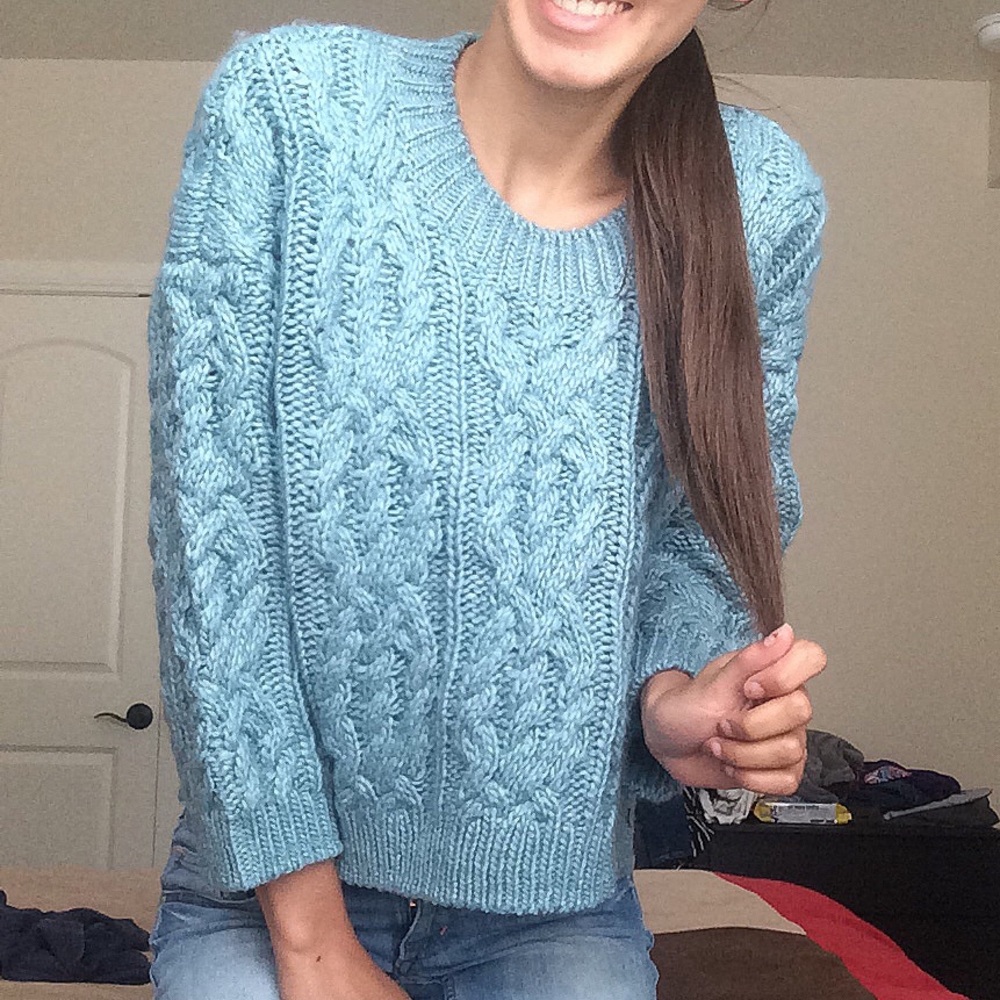Sea Green Cable Knit Sweater