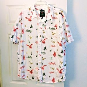 Men's Button-up Shirt with Birds of Prey