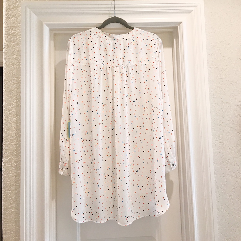 NWT high low white confetti print blouse - L - Picture 2 of 7