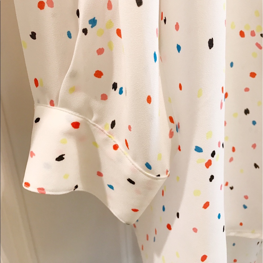 NWT high low white confetti print blouse - L - Picture 4 of 7