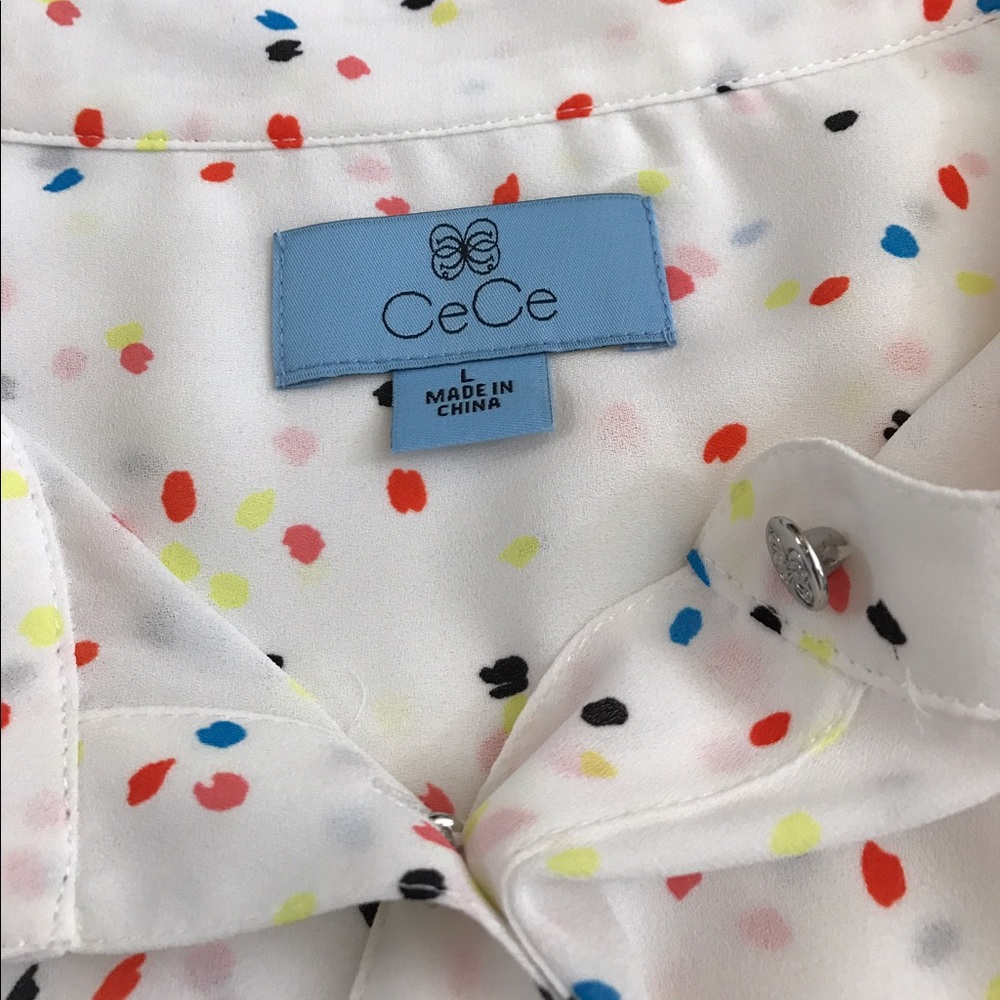 NWT high low white confetti print blouse - L - Picture 7 of 7