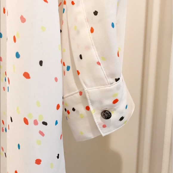 NWT high low white confetti print blouse - L - Picture 5 of 7