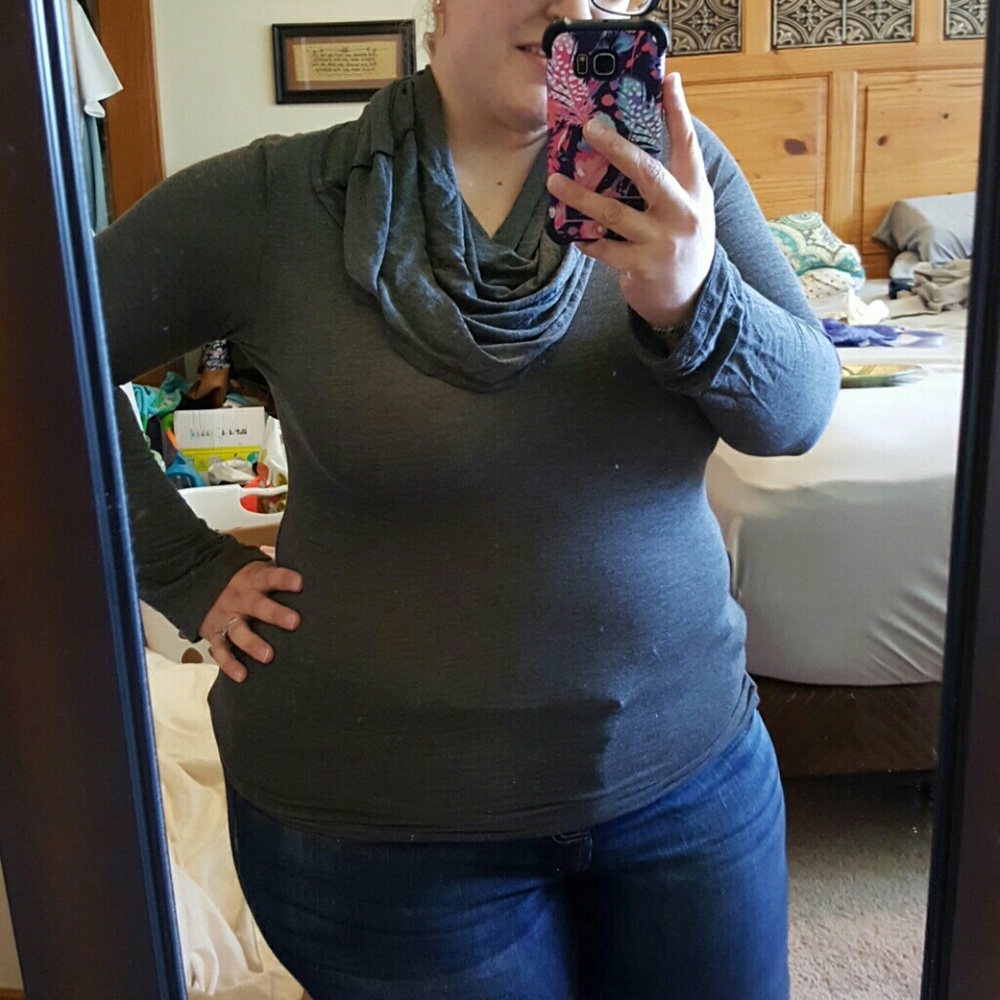 Poliana plus cowl neck grey long sleeve top XXL
