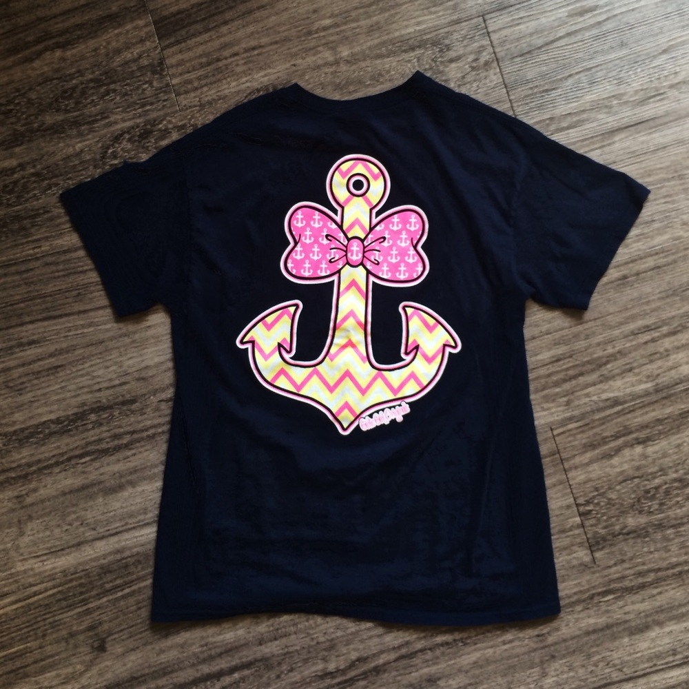 GIRLIE GIRL ORIGINAL Navy Anchor T shirt W M