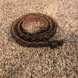 Brown woven leather belt