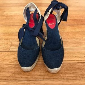 Christian Louboutin espadrille lace up wedges