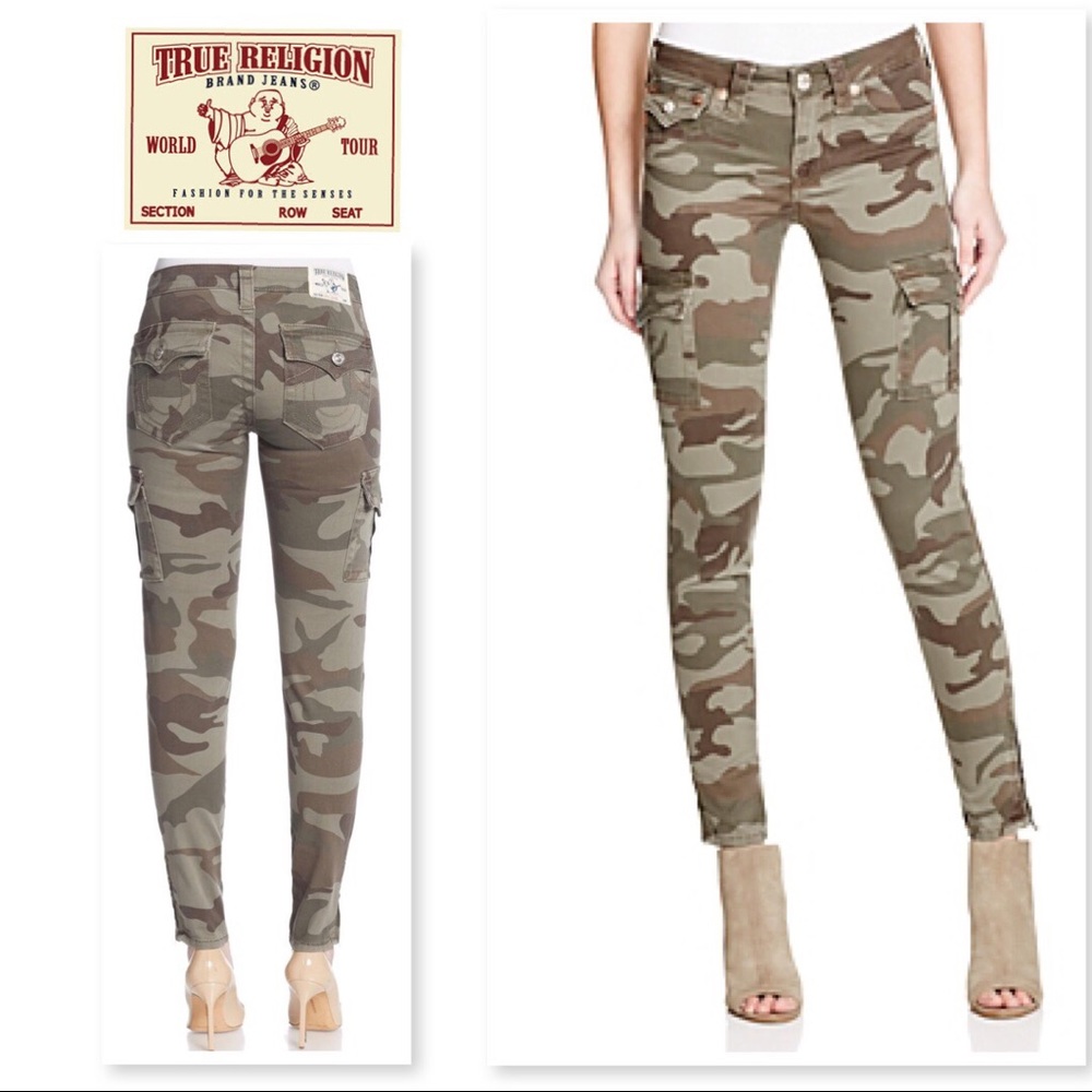 NWT True Religion Skinny Camo Cargo Jeans