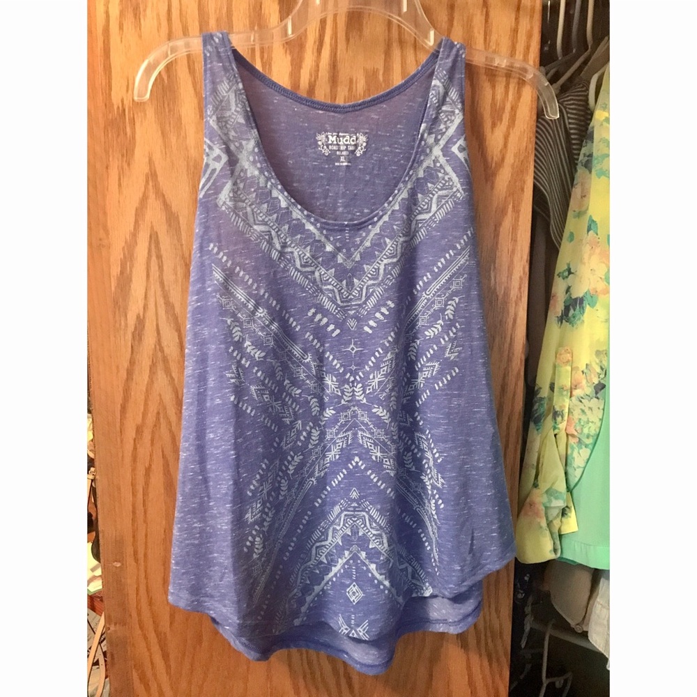 Blue printed tank top