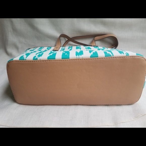 Kate Landry Turquoise White Striped Tote - Picture 4 of 6