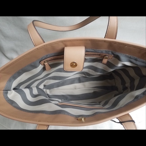 Kate Landry Turquoise White Striped Tote - Picture 5 of 6