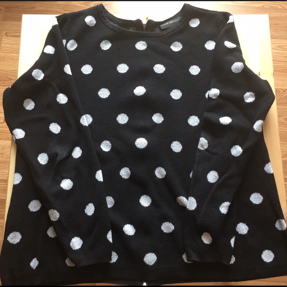 Lane Bryant Polka Dot Zipper Back Sweater