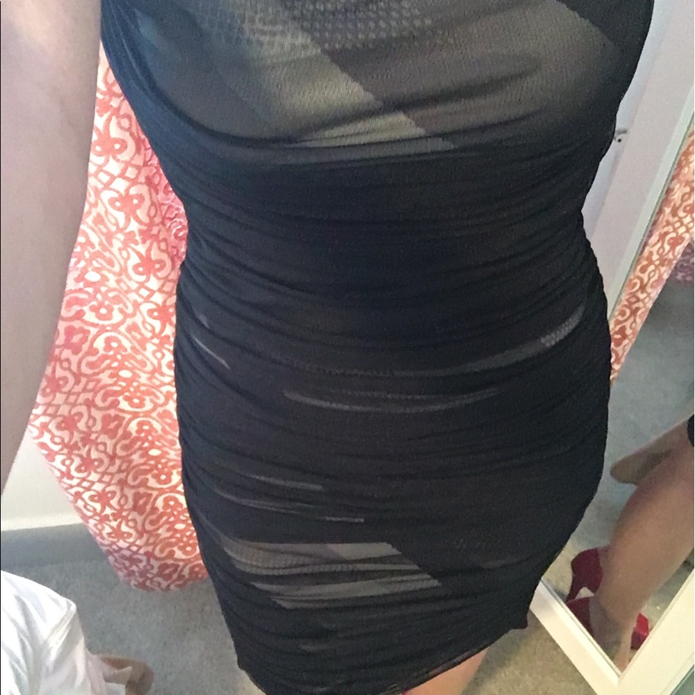 BCBG Sheer Tulle/Geometric Dress