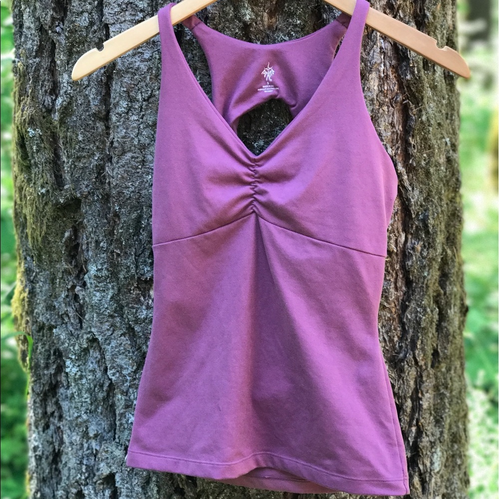 PrAna yoga workout bra tank top open back EUC SZ S