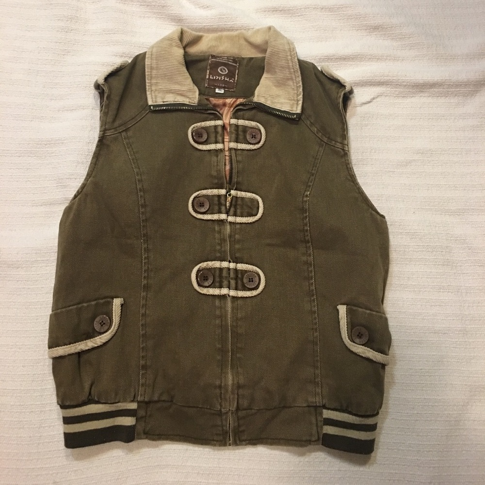 Brown Full-zipped vest
