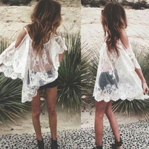 White summer beach cover up bikini dress