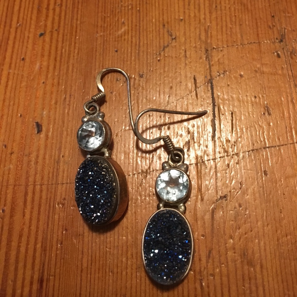 Druzy and blue topaz earrings