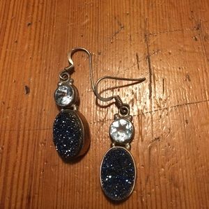 Druzy and blue topaz earrings