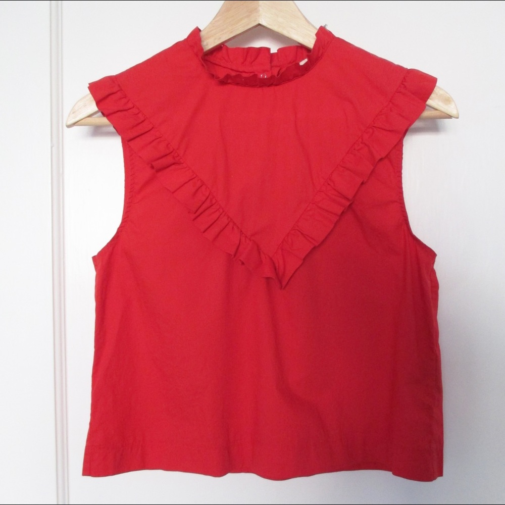 Red Ruffle Blouse
