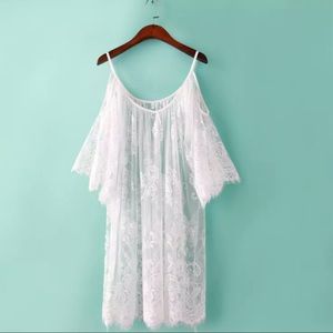 White summer beach cover up bikini dress