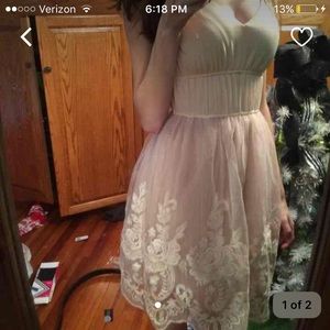 Dusty rose lace dress