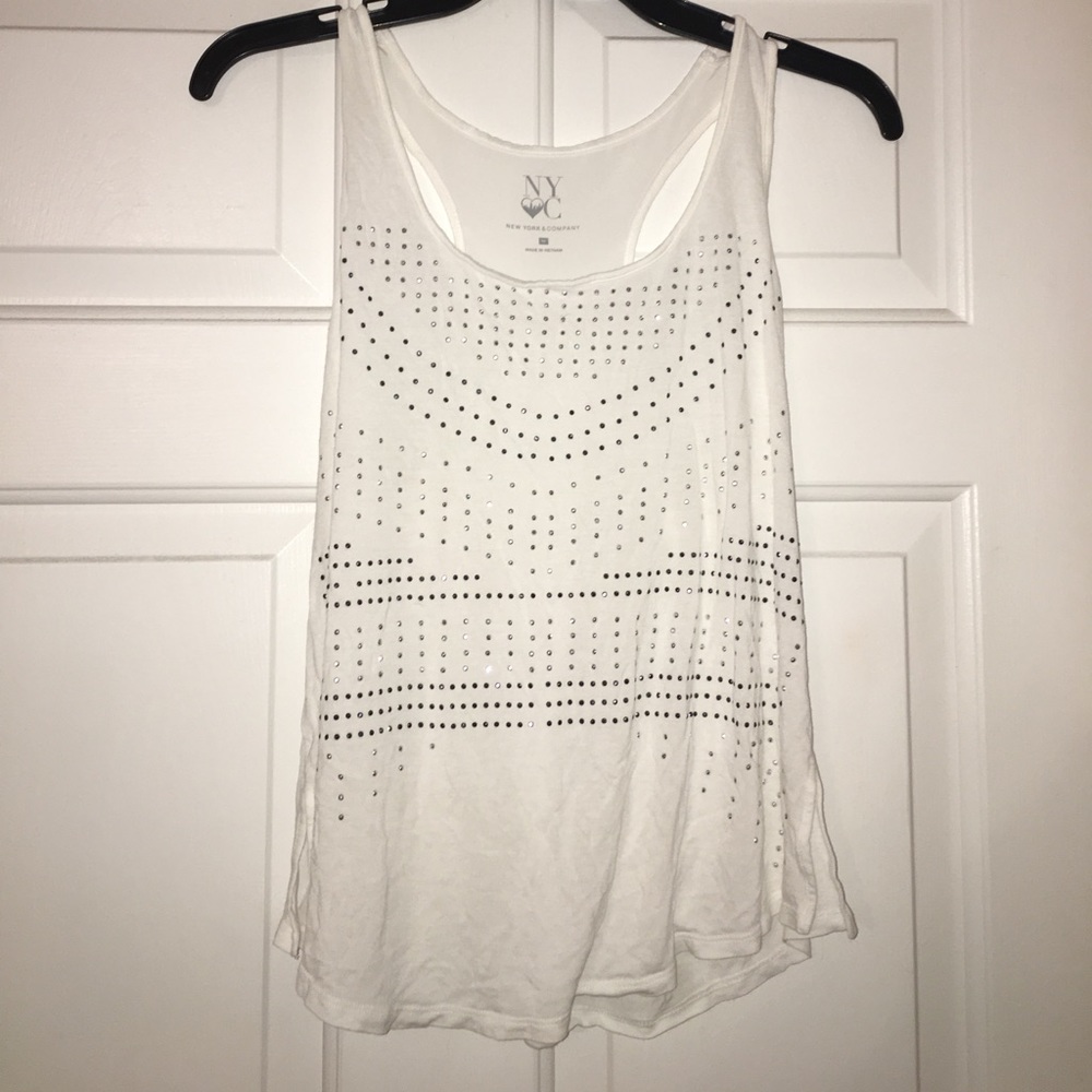 New York & Co White embellished tank