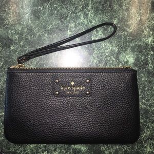 Kate Spade black leather wristlet