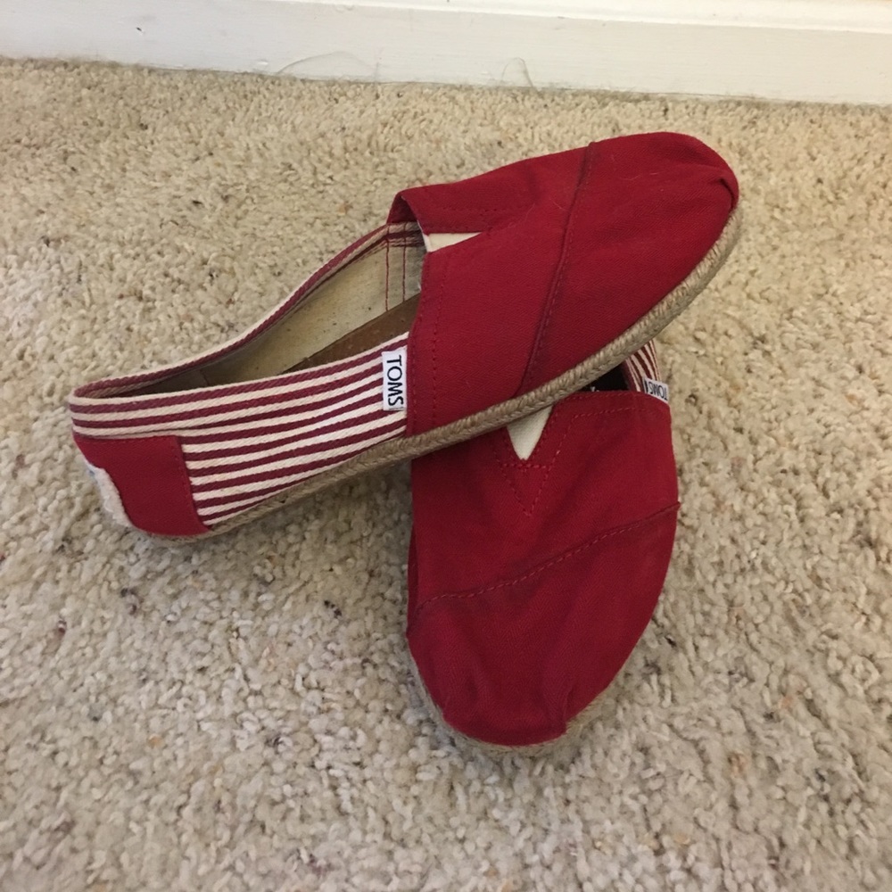 Toms Red Candy Stripe Canvas Shoes