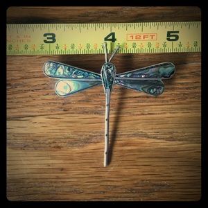 Vintage abalone dragonfly pin