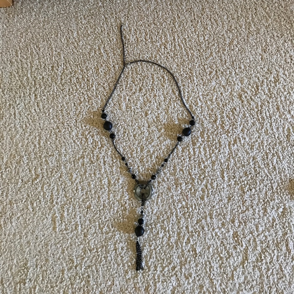 Black long necklace