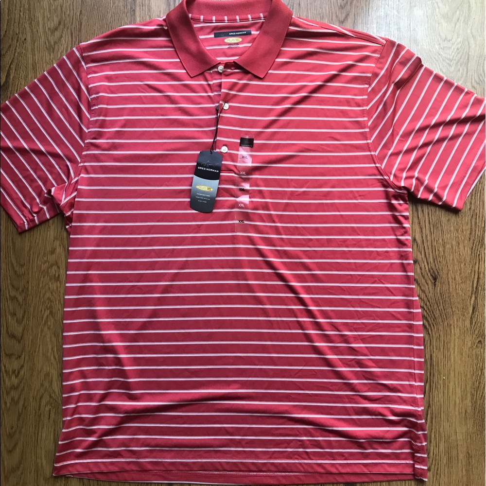 NWT Greg Norman Play Dry Stripped Golf Polo