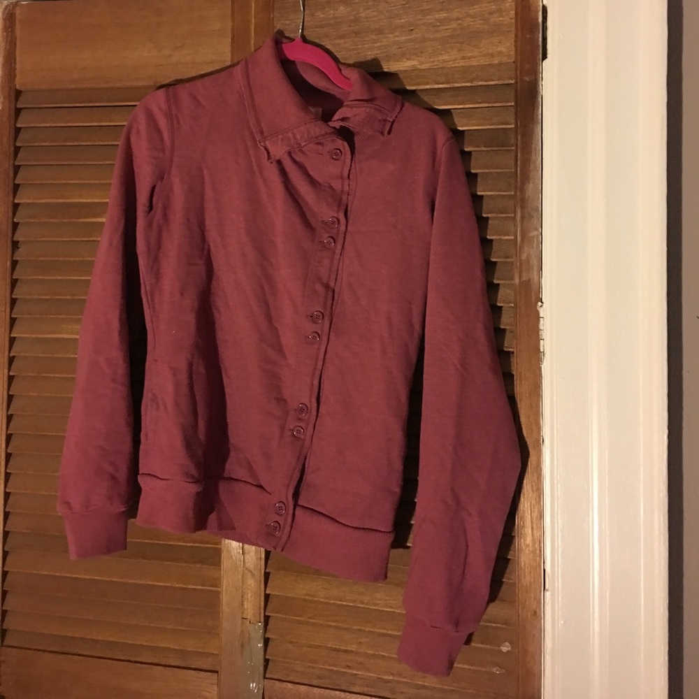 Lux maroon button up sweatshirt