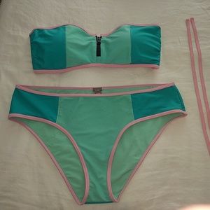 Aerie color block Bandeau Bikini set