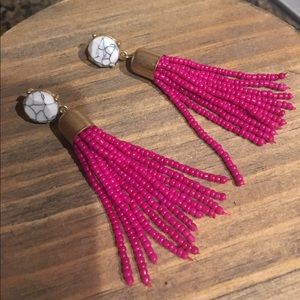 Fuchsia tassel earrings