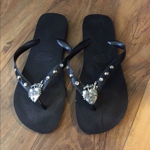 Black, blinged out Havianas