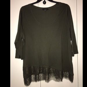 Olive green 3/4 sleeve crew neck shirt