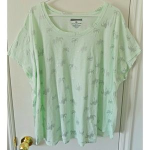 Light Green Shirt with Metallic Silver Palm Trees