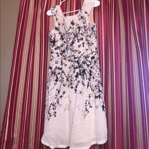 Pretty cream, tan, & brown spring dress