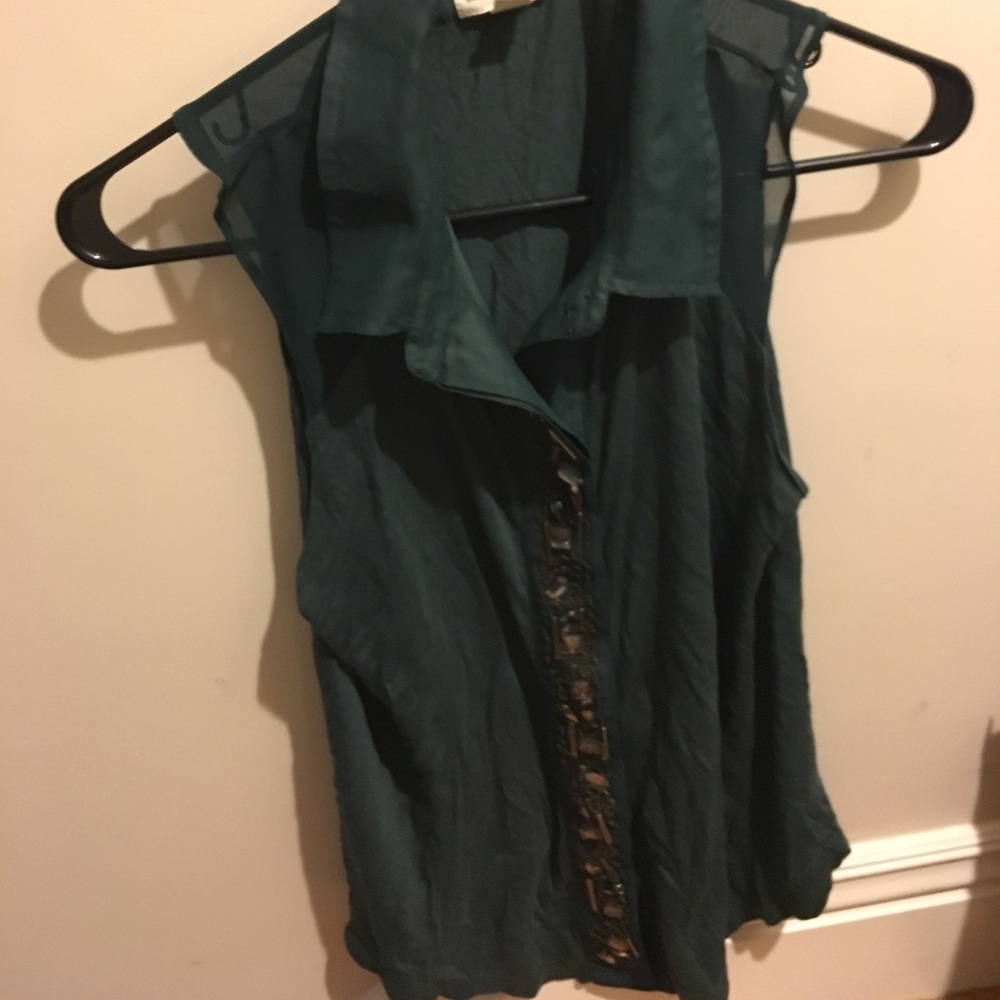 Dark green blouse with beaded detail