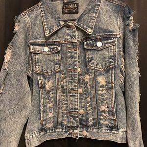 Distressed denim jacket